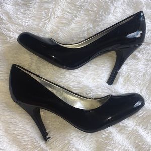 Black Patent Leather Stiletto Heels Pumps, 7 1/2